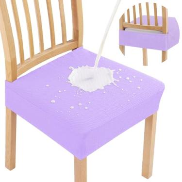 Imagem de Smiry Capas de assento à prova d'água para cadeiras de sala de jantar, conjunto de 6, capas elásticas jacquard removíveis laváveis para cadeiras, sem capas traseiras, lavanda