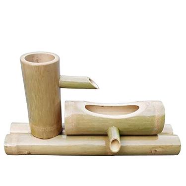Imagem de Kit de fonte de água e bomba de bambu, bambu inquebrável para decoração de pátio de jardim (45 cm) (30 cm) (35 cm)