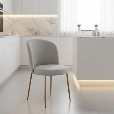 Imagem de Cadeira Decorativa Elegance Base Champanhe Linho Cinza Claro - Montanaris Decor