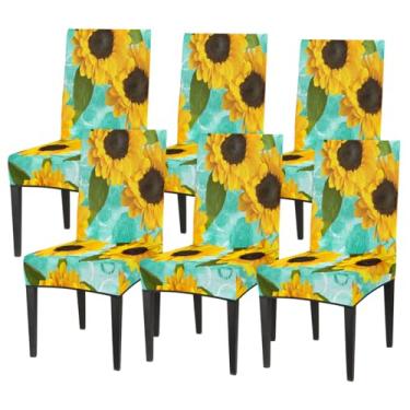 Imagem de Conjunto de 6 capas elásticas para cadeira de sala de jantar, capa protetora de assento de cadeira, estampa retrô, removível, lavável, para cozinha, casa, hotel, banquete, festa de casamento