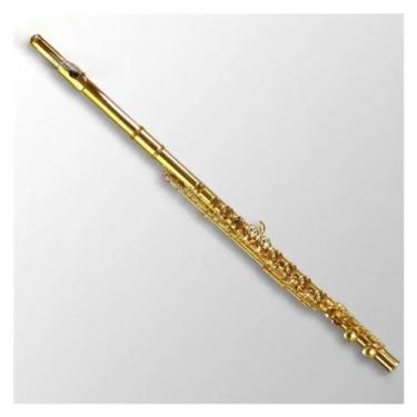 Imagem de Flauta transversal cuproníquel banhado a ouro 16 furos chave C furos fechados flauta com estojo