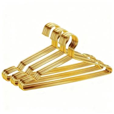 Imagem de Cabides dourados, pacote com 30, cabides de arame, antiderrapantes, roupas, cabides de metal Seropy resistentes, economizam espaço, ultrafinos, de aço inoxidável, 41 cm