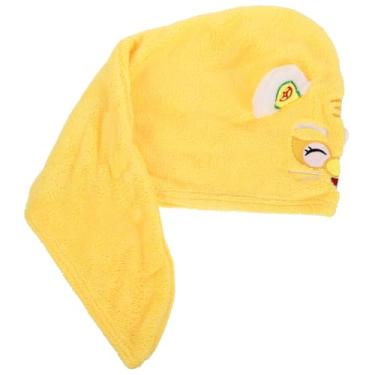 Imagem de FRCOLOR Toalha de secagem de cabelo para mulheres, turbante de cabelo de lã de rápida absorção para secagem rápida, design fofo de tigre de desenho animado para viagens, spa e uso doméstico