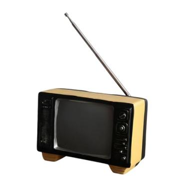 Imagem de Baoblaze Escultura ornamental de rádio vintage, decoração europeia para casa, arte retrô, estátua de resina, decoração de mesa de centro para prateleira ou, Amarelo