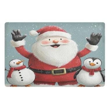 Imagem de SEHANY Tapete de porta de inverno Papai Noel Natal para todos os climas, impermeável, secagem rápida, bem-vindo, tapete de entrada antiderrapante, tapete decorativo de poliéster para entrada, varanda