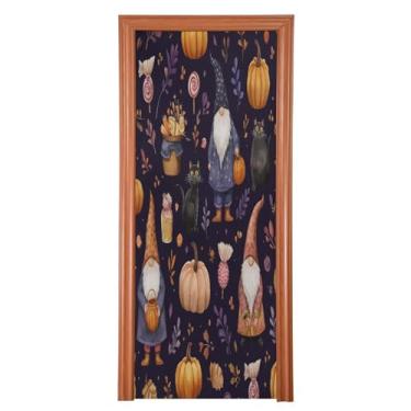 Imagem de Blueangle Capa para porta de potes de doces de gnomos elásticos fofos - Faixa de porta frontal de tecido elástico para Halloween, decoração de festa ao ar livre em casa (641)