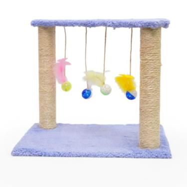 Imagem de Arranhador para Gatos Interativo – Poste de Sisal + Brinquedos Suspensos (Azul)