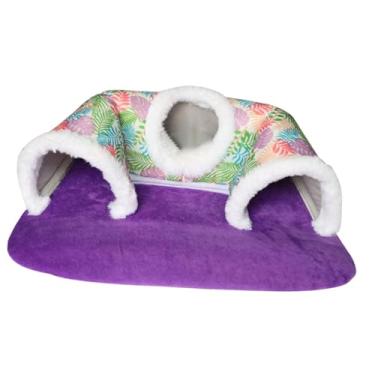 Imagem de Generic Túnel para esconderijo de porquinho-da-índia, casinha quente, multifuncional, macio e, brinquedo tubular para hamster, dragão-barbudo e, Roxo