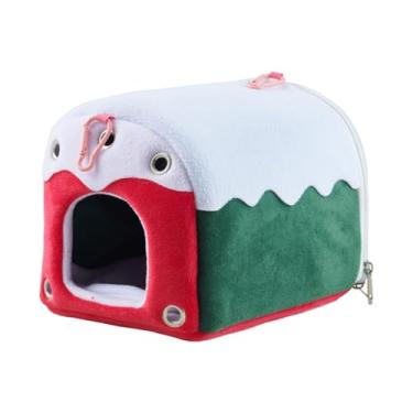 Imagem de Gralara para, cama aconchegante, abrigo espaçoso e à prova de intempéries, rede de lã macia para periquito e calopsita, Verde