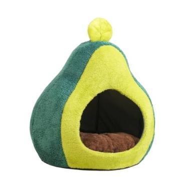 Imagem de Gralara Cama para gatos, casa, para animais de estimação, tenda, aconchegante, fofa, quente, base antiderrapante, presente, caverna para gatos, abacate, L