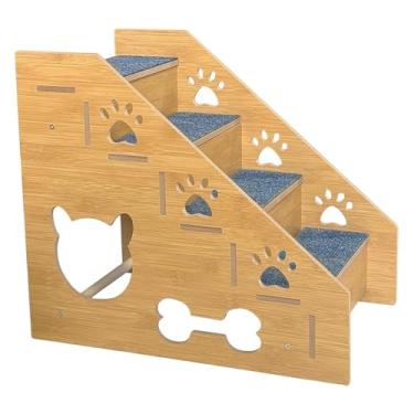 Imagem de IEUDNS Escada de madeira para cães, escadas para gatos e outros animais de estimação, degraus para sofá, carro, cama e casa, 4 Camadas