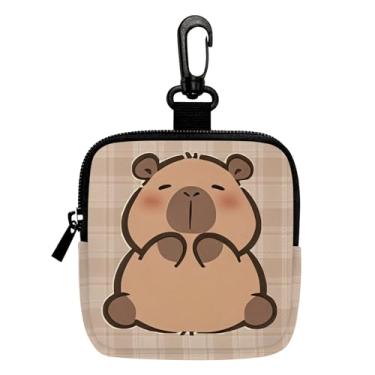 Imagem de Mini porta-moedas Capybara fofo, bolsa multifuncional para chaves, moedas, fone de ouvido, batom, porta-cartões, organizador de cabos de dados, bolsa com zíper, acessórios 3