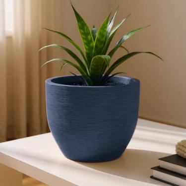 Imagem de Vaso de Polietileno Decorativo Cone Redondo 25x20 cm com ou sem Prato – Jardim Sala e Varanda (Azul SEM prato)
