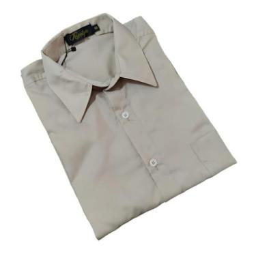 Imagem de Camisa Social Masculina Manga Longa Lisa - Repelique, Bege, GG