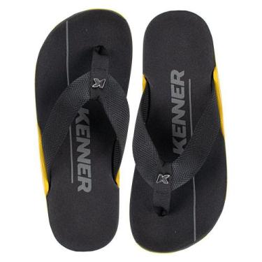 Imagem de Chinelo masculino nk6 pro kenner ejz, Preto, Amarelo, 41