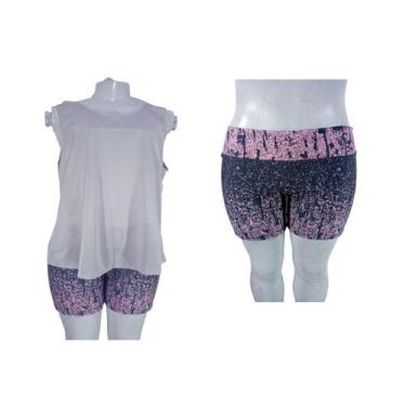 Imagem de Kit Camiseta Academia E Short fitness Feminino Caminhada - sol modas a