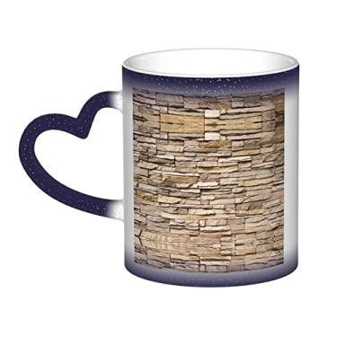 Imagem de Caneca de café divertida de parede de tijolos rústicos, copo de cerâmica com mudança de cor sensível ao calor mágico, 12 Oz, para café/chá/leite/cacau, para adolescente/aniversário/festival/presentes