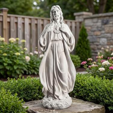 Imagem de JXNCJXZG Estátua do Sagrado Coração de Jesus 71 cm Figura de Devoção Católica de 71 cm para decoração de casa, presentes religiosos, decoração de interiores inspiradores