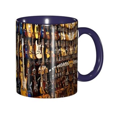 Imagem de Zeraoke Caneca de café criativa com impressão de guitarra musical, personalizada, presente para família, tamanho de 325 ml, unissex