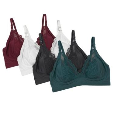 Imagem de Kit 4 Sutiã Adulto Sem Bojo De Lycra Com Renda Alças Reguláveis  Empór