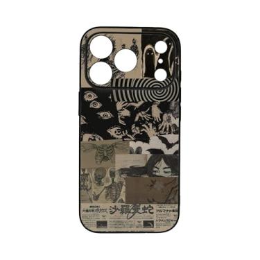 Imagem de qizjio Capa de telefone japonesa vintage à prova de choque protetora escura estética colagem anime capa de telefone para iPhone 17 Pro