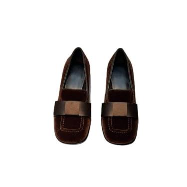 Imagem de Archicolor Sandálias minimalistas de veludo vintage francês de salto alto femininas modernas femininas para festas, Borgonha, 34