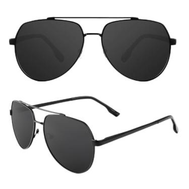 Imagem de Óculos de sol aviador masculinos, leves, masculinos, armação de metal, piloto para dirigir e pescar, Preto