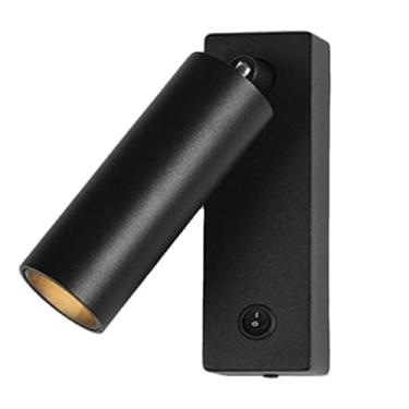 Imagem de Luminária de leitura de parede com interruptor, LED 3W para cabeceira, iluminação de destaque com fio, ajustável, direta para quarto, galeria e corredor (preta, 3000K)
