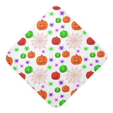 Imagem de Burbuja Toalha de banho de bebê esculpida Halloween Pumpkins - Toalha com capuz de musselina macia e absorvente para recém-nascidos, 89 x 89 cm