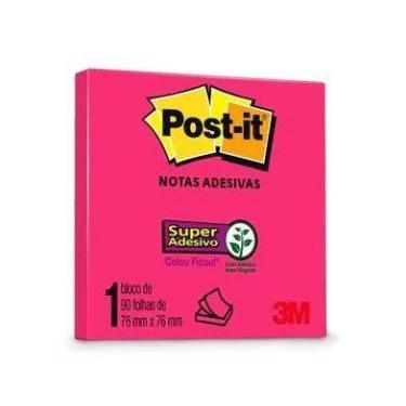 Imagem de Bloco Adesivo Post-It 76x76 Com 90 Folhas PINK NEON - 3M, Pink