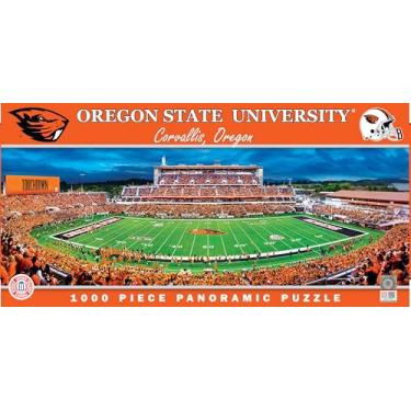 Imagem de MasterPieces - 1000 Piece Jigsaw Puzzle, NCAA Oregon State Beavers, Panoramic Football Stadium View, Fun for Adults and Family, 13"x39"