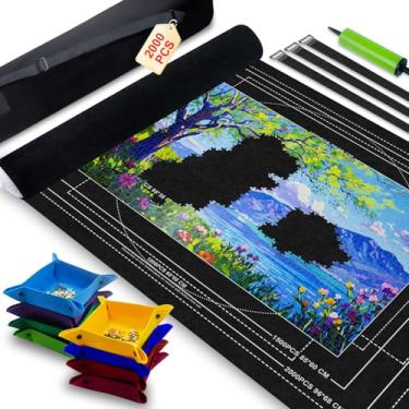 Imagem de GWLKKE Jigsaw Puzzle Mat Roll Up - 2000 1500 1000 500 Pieces Puzzel Matte, Black Roll-Up Puzzles Mats Save Trays for Sorting Table Board Clear Sheets, Frame Keeper Storage Accessories for Adults