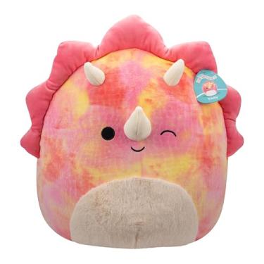 Imagem de Squishmallows Tricerátopo original Trinity The Winking Pink Tie-Dye de 40,6 cm – Pelúcia oficial da Jazwares (grande)