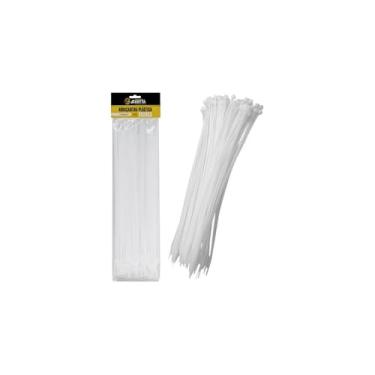 Imagem de Abraçadeira Plástica de Nylon 50 cm x 7.2 mm, Preta, 100 Unidades, para Organização de Cabos e Fios