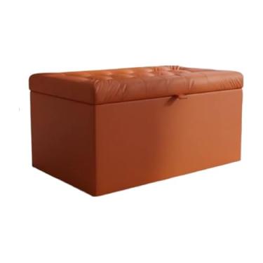 Imagem de Banqueta Decorativa Com EspaçO De Armazenamento - FáCil Acesso(LARANJA CORINO,Pés em PVC)