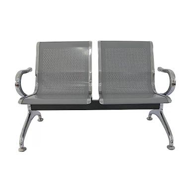 Imagem de Cadeira Para Escritório Longarina 2 Lugares Dubai Fratini Cinza/metálico