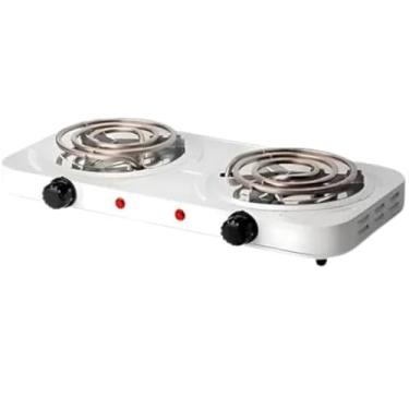 Imagem de Fogareiro Elétrico Indução 2 Bocas, 2000W, 127V, Branco, Aço Esmaltado, Portátil, 43x21x6cm