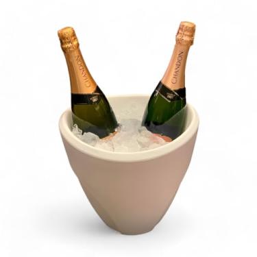 Imagem de Champanheira 5L com Parede Dupla – Balde de Gelo Pequeno Branco para Bebidas Geladas