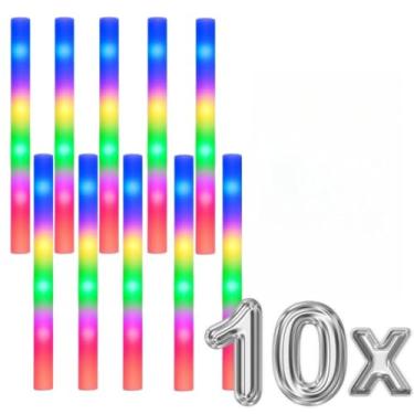Imagem de kit 10 Bastão Led Espuma Festa Neon Balada Formatura Casamentos(10)