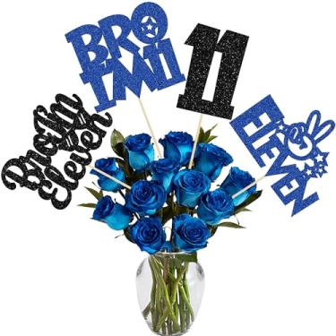 Imagem de Ephlyn 12Pcs Bro I'm 11 Centerpiece Sticks Glitter Boy 11th Birthday Table Flower Centerpieces Sticks 11th Birthday Floral Decorations for Cheers to Eleven Years Old Big Brother Party Supplies