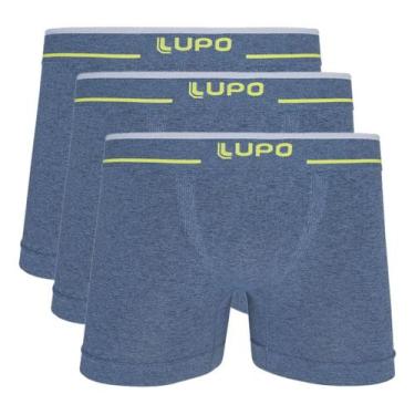 Imagem de Kit 3 Cueca Boxer Lupo Microfibra Sem Costura Plus Size Cor:AzulTamanh