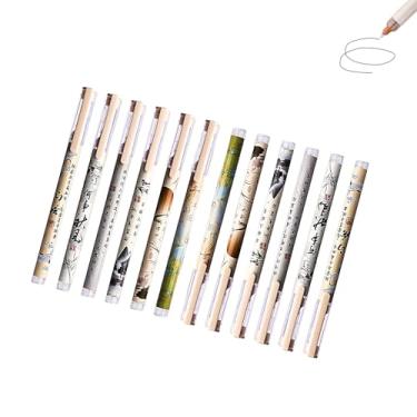 Imagem de GZBABY Canetas esferográficas rollerball, 10 peças, caneta esferográfica de ponta fina, tinta preta de 0,5 mm, secagem rápida (antiguidade)