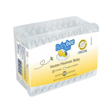 Imagem de Haste Flexível Cotonete Infantil Bebê Algodão c/50 unidades - Babybee 