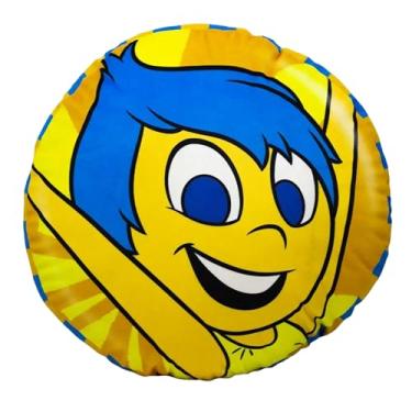 Imagem de Zonacriativa – Almofada Redonda Divertidamente Alegria e Tristeza em Poliéster com Enchimento em Fibra 38x35cm | Toque Macio e Aveludado