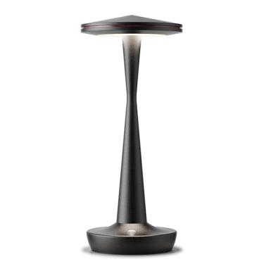 Imagem de SAKRINGT Candeeiro de mesa recarregável sem fio, luz de mesa LED operada por bateria de 72 horas, lâmpada portátil de toque regulável para restaurante, pátio, jantar, acampamento ao ar livre