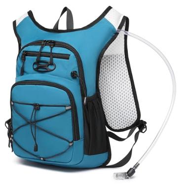 Imagem de Wotony Mochila leve de hidratação com bexiga de água 2LOR 3LOR para ciclismo, caminhada, rave - mochila de água para homens e mulheres (verde lago, 2L-bexiga)