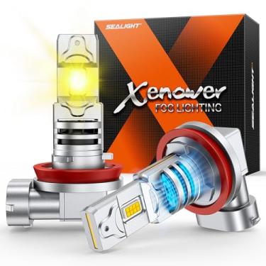 Imagem de SEALIGHT Lâmpada LED H11 amarela, atualização de 18000 lúmens, 1000% brilho H11 luzes de neblina amarelas, ventilador de resfriamento de 12000 RPM, vida útil de 60000H, IP68, pacote com 2