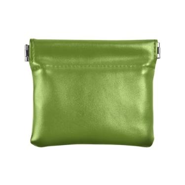 Imagem de Bolsa feminina pequena de couro PU gradiente colorido arco-íris, bolsa para cartões, bolsa de dinheiro de couro PU e carteira pequena, verde-oliva, one size, Minimalista moderno