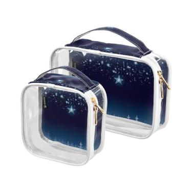 Imagem de GAIGEO Pavões com cerejas em ramos com bolsa transparente de viagem floral, bolsa de higiene pessoal, bolsas de acessórios de viagem, pacote com 2, Natal com flocos de neve - 3, one size