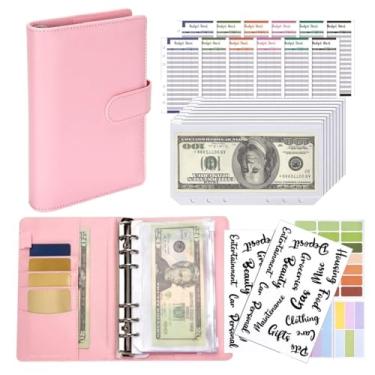 Imagem de Envelopes Desafio de economia de dinheiro, fichário de orçamento Envelopes de dinheiro A6 Fichário de economia de dinheiro com envelopes com zíper para escritório, casa, escola